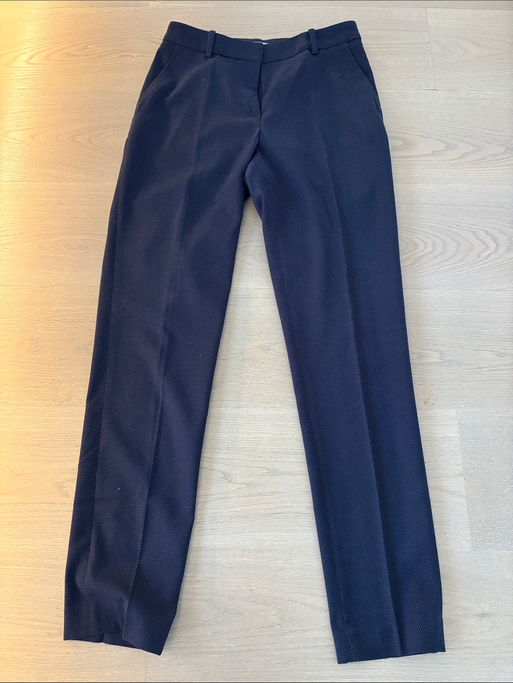 H&M Dark Blue Straight-Leg Women's Trousers (polka dot)